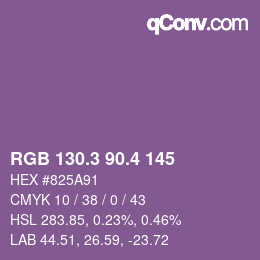 カラーコード: RGB 130.3 90.4 145 | qconv.com