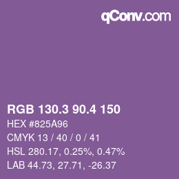 カラーコード: RGB 130.3 90.4 150 | qconv.com
