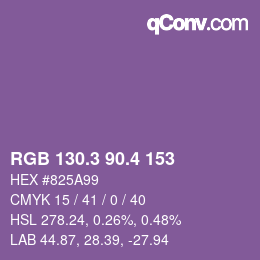 カラーコード: RGB 130.3 90.4 153 | qconv.com
