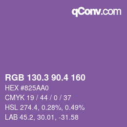 カラーコード: RGB 130.3 90.4 160 | qconv.com