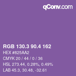カラーコード: RGB 130.3 90.4 162 | qconv.com