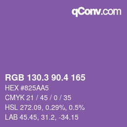 カラーコード: RGB 130.3 90.4 165 | qconv.com