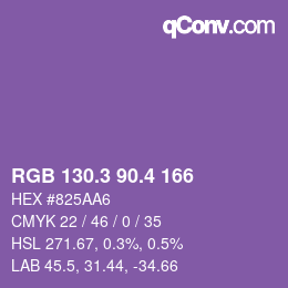 カラーコード: RGB 130.3 90.4 166 | qconv.com