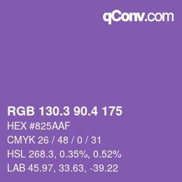 カラーコード: RGB 130.3 90.4 175 | qconv.com