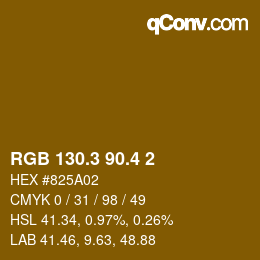 カラーコード: RGB 130.3 90.4 2 | qconv.com
