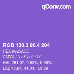 カラーコード: RGB 130.3 90.4 204 | qconv.com