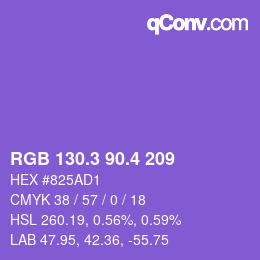 カラーコード: RGB 130.3 90.4 209 | qconv.com