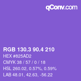 カラーコード: RGB 130.3 90.4 210 | qconv.com