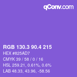 カラーコード: RGB 130.3 90.4 215 | qconv.com