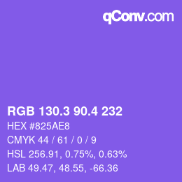 カラーコード: RGB 130.3 90.4 232 | qconv.com