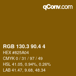 カラーコード: RGB 130.3 90.4 4 | qconv.com