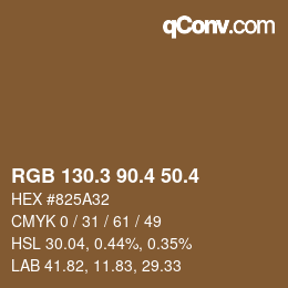 カラーコード: RGB 130.3 90.4 50.4 | qconv.com
