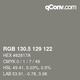 Color code: RGB 130.5 129 122 | qconv.com
