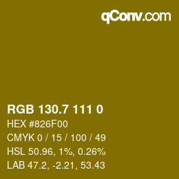 カラーコード: RGB 130.7 111 0 | qconv.com