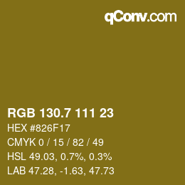 カラーコード: RGB 130.7 111 23 | qconv.com