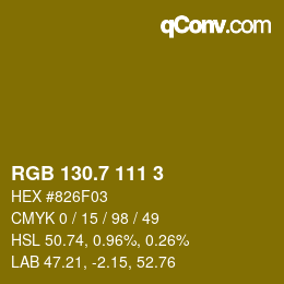 カラーコード: RGB 130.7 111 3 | qconv.com