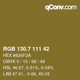 カラーコード: RGB 130.7 111 42 | qconv.com
