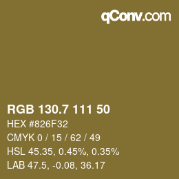 カラーコード: RGB 130.7 111 50 | qconv.com