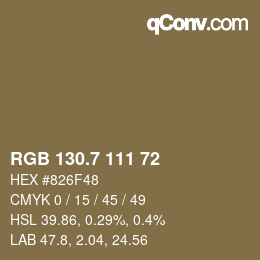 カラーコード: RGB 130.7 111 72 | qconv.com
