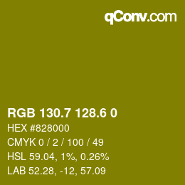 カラーコード: RGB 130.7 128.6 0 | qconv.com