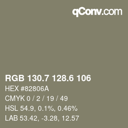 カラーコード: RGB 130.7 128.6 106 | qconv.com
