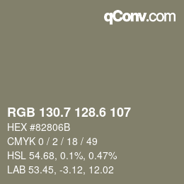 カラーコード: RGB 130.7 128.6 107 | qconv.com