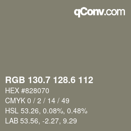 カラーコード: RGB 130.7 128.6 112 | qconv.com
