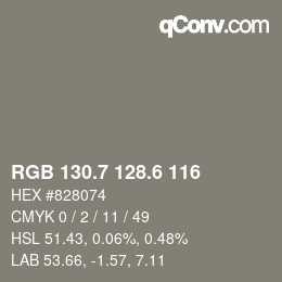カラーコード: RGB 130.7 128.6 116 | qconv.com