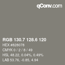 カラーコード: RGB 130.7 128.6 120 | qconv.com