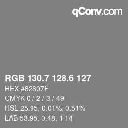 カラーコード: RGB 130.7 128.6 127 | qconv.com