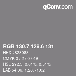 カラーコード: RGB 130.7 128.6 131 | qconv.com