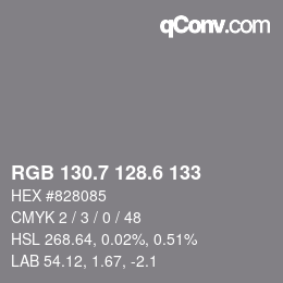カラーコード: RGB 130.7 128.6 133 | qconv.com