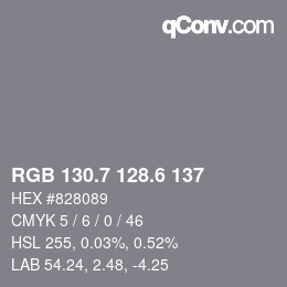 カラーコード: RGB 130.7 128.6 137 | qconv.com