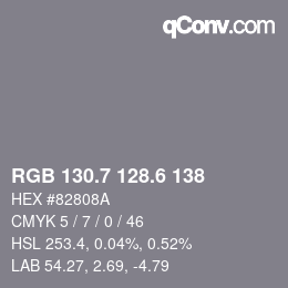カラーコード: RGB 130.7 128.6 138 | qconv.com