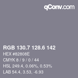 カラーコード: RGB 130.7 128.6 142 | qconv.com