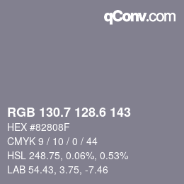 カラーコード: RGB 130.7 128.6 143 | qconv.com