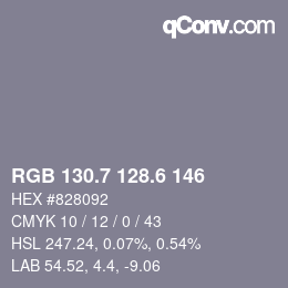 カラーコード: RGB 130.7 128.6 146 | qconv.com