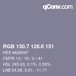 カラーコード: RGB 130.7 128.6 151 | qconv.com