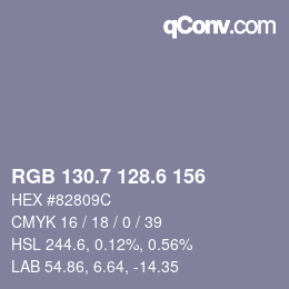 カラーコード: RGB 130.7 128.6 156 | qconv.com