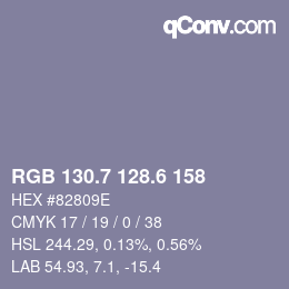 カラーコード: RGB 130.7 128.6 158 | qconv.com