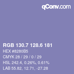 カラーコード: RGB 130.7 128.6 181 | qconv.com
