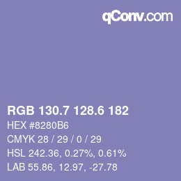 カラーコード: RGB 130.7 128.6 182 | qconv.com