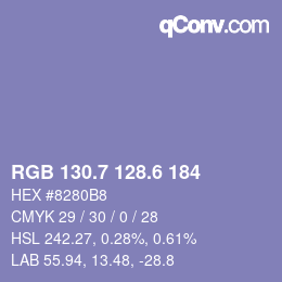 カラーコード: RGB 130.7 128.6 184 | qconv.com