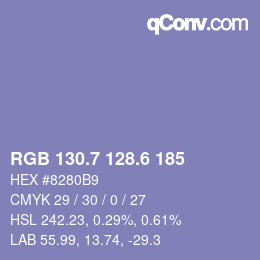 カラーコード: RGB 130.7 128.6 185 | qconv.com