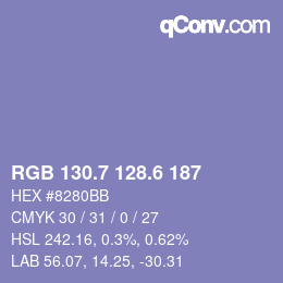 カラーコード: RGB 130.7 128.6 187 | qconv.com