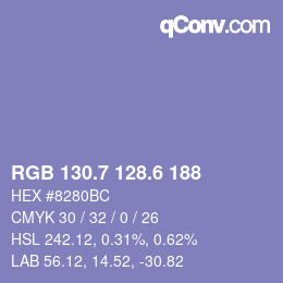 カラーコード: RGB 130.7 128.6 188 | qconv.com