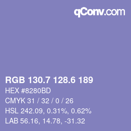 カラーコード: RGB 130.7 128.6 189 | qconv.com