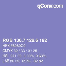 カラーコード: RGB 130.7 128.6 192 | qconv.com
