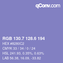 カラーコード: RGB 130.7 128.6 194 | qconv.com