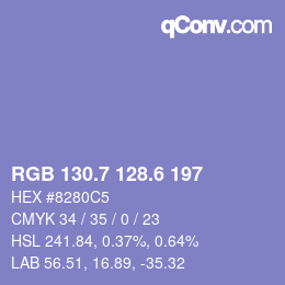 カラーコード: RGB 130.7 128.6 197 | qconv.com